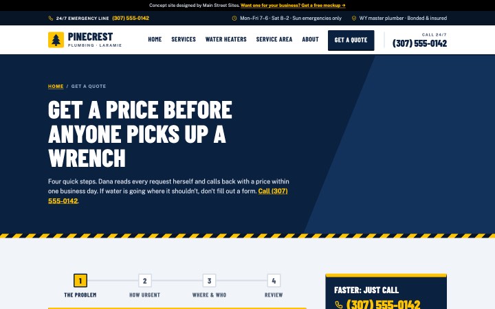Pinecrest quote request page