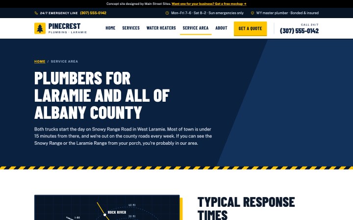Pinecrest service area page